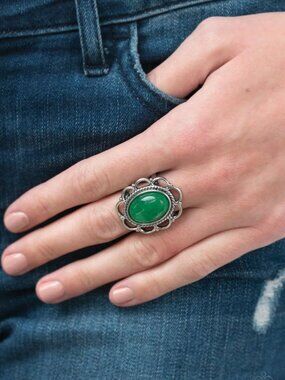 Paparazzi Jewelry Accessories - Gemstone Eden - Green Ring - Vintage